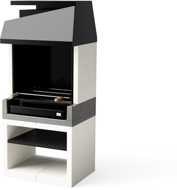 TUOZI - Einbaugrill für Holz und Holzkohle Modell KITAWAY OTTE (Grau/Weiß - 84 x 63 x 192 cm) REF: T00527 - Für den Außenbereich