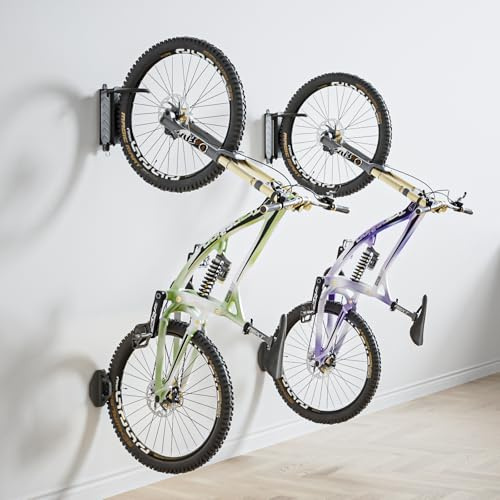 Wyxron Fahrrad Wandhalterung, Fahrradträger Vertikal 32kg Tragkraft | Fahrradständer Schwenkbare mit Festes Design/Wandschallwand, für Garage Leichtes Fahrrad/MTB/Rennrad/Kinderfahrrad