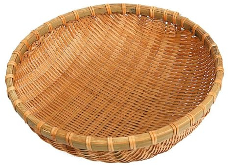 PeiYuDianZi Tamis en bambou fait à la main - Plateau de rangement rond en bambou - Panier de rangement - Tamis à riz - 1 pièce - 1 assiette en bambou de type 1 faite à la main (18 cm)
