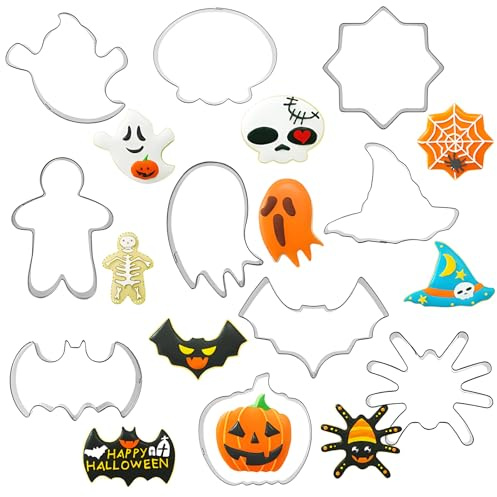 Sprießen 10 Stück Ausstechformen Halloween,Edelstahl Halloween Ausstechfomen Set Zum Backen,Halloween Ausstecher,Halloween Keksausstecher,Edelstahl Urlaub Ausstecher,Halloween Plätzchen Ausstecher Set