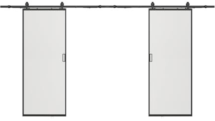 Vente-unique - Porte coulissante double avec systéme en applique - aluminium et verre trempé dépoli - 2 x H205 x L83 cm - LINCI II