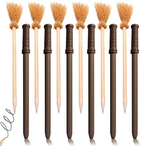 GBKDQQ 12 Stück Bleistifte: Hexenbesen Zauberstab Bleistiften Natur aus Holz Multifunktional Bleistift für Magische Themenpartys, Geburtstag Partygeschenke