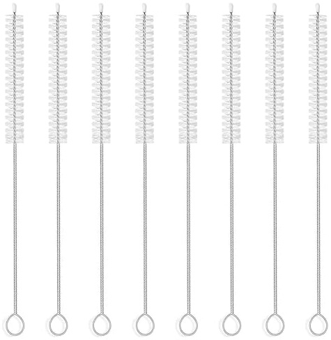 Catelves Strohhalm Bürste 8 Stück, Flaschenbürste Dünn, Strohhalm Reinigungsbürste, Flaschenbürste Lang 20cm, Reinigungsbürste für Kaffeevollautomat, Trinken Bürste Reinigung(Weiß)