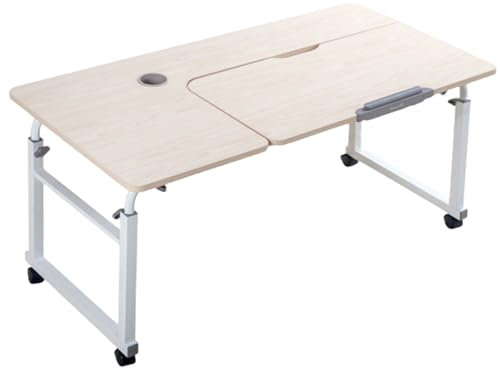 Höhenverstellbarer Betttisch mit Rollen, Überbetttisch zum Arbeiten oder Essen, mobiler Schreibtisch für Bett oder Sofa, Computertisch für Schlafzimmer, Rolltisch über das Bett