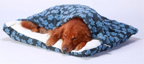 Beruhigend Hundebett Höhle, Hundeschlafsack mit Dach, Hundebett Orthopädisch Waschbares mit Decke, Hundekorb/Katzenkörbchen Hundesofa für Kleine und Mittelgroße Hunde, Abnehmbaren(Blue,50*40*18 cm)