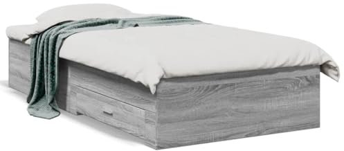 Buzaza Bettgestell mit Schubladen Bett Mit Stauraum Bettgestell Tagesbett Betten Bett Mit Schubladen Grau Sonoma 75x190 cm Holzwerkstoff - 3280445