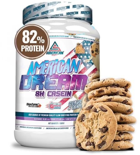 As American Suplement | American Dream Casein | Caseina Micelar | Evita el Catabolismo | Caseina Proteina | Recuperador Muscular | con Proteina de Suero de Leche | 900 gramos (900g, Cookies)