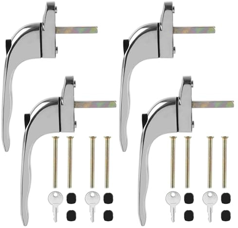 APACALI 4 Pack Window Handles for UPVC Windows, UPVC Window Handles with 43mm Spindle Length, Double Glazing Window Handle, Window Handle Replacement for Indoor and Outdoor Window, Silver