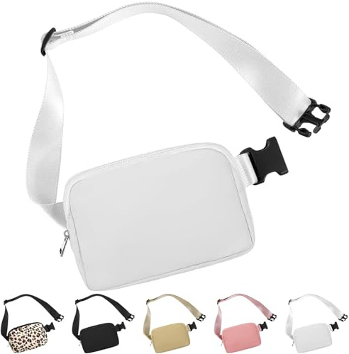 Favorit midjeväska, 1 L mini crossbody bältesväska för kvinnor och män, Vitt, Small, Mode