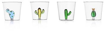 Ichendorf Milano Set di 4 Tumbler, Collezione Desert Plants, 35 cl, Vetro Borosilicato, Fatto a Mano