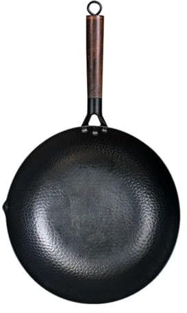 Pure Iron Wok - Sartén de hierro fundido sin revestimiento, cocina de inducción de gas de uso general, 32 cm, sartén de wok chino