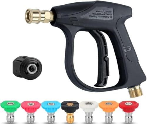 Högtryckstvättpistol, 4350 PSI, 7 munstycksspetsar, för Kärcher K1-K7, med M22 14 mm & 1/4 tum snabbanslutning (högtryckstvättspistol)