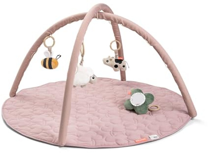 Done by Deer Spielbogen Baby mit Spielmatte und 4 x Anhänger/Babyspielzeug - Rassel, Glöckchen, Knisterelement und Spiegel - Play Mat/Spieldecke für Babies ab 0 Monate