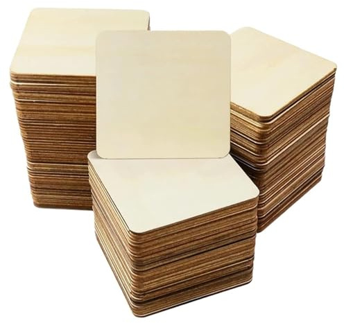 CYMMIYT Rondelles De Bois Lot de 10 pièces de Bois Brut de 8 cm, Planches de découpe carrées Vierges