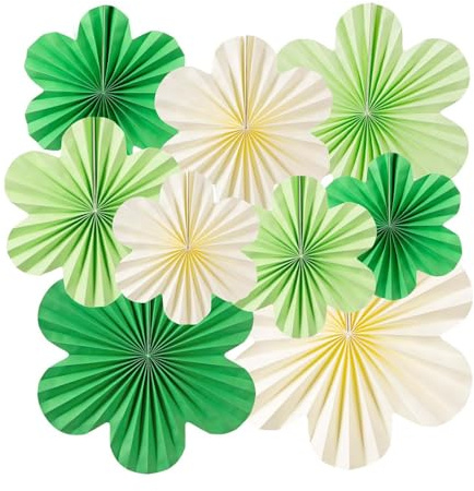 Regendeko 9 Stück Papier Fächer Dekoration Blumen Papier Geburtstagsdeko Hochzeit Party Deko (Grün)