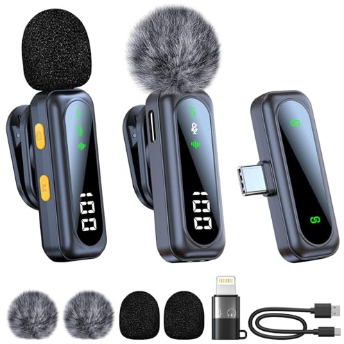 Astriva Mikrofon Handy Bluetooth Lavalier Wireless Mini, Microphone Kleines Mikro, Ansteckmikrofon Kabellos Externes, Camcorder Mikrofone für iPhone Samsung Smartphone Vlog Starter