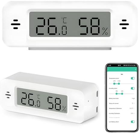 Termometro wifi igrometro interno digitale con app, wifi intelligente temperatura e misuratore di umidità dell'aria, mini termometro per stanza, lavoro con l'app Tuya, compatibile con Alexa & Google