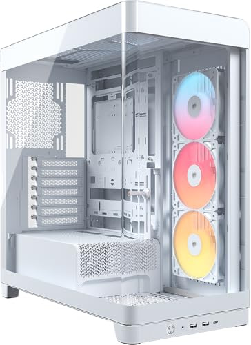 CORSAIR Frame 4500X RS-R ARGB Caja de PC Semitorre con Cristal Panorámico – Sistema de Montaje de InfiniRail, Capacidad para Dos radiadores de 360 mm, Incluye 3 Ventiladores RS120R – Blanco