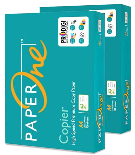 Carta A4 PaperOne 75gr High Performance Confezione da 2 risme da 500 Fogli l'una - tot .1.000 fogli - ideale per tutte le Stampanti e Fotocopiatrici da ufficio e casa - Ultra Bianca