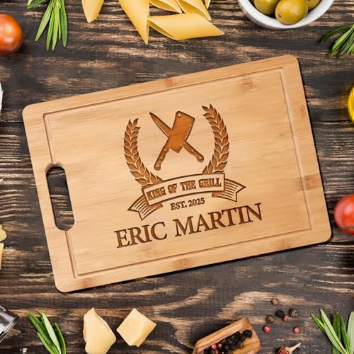 Planche à découper personnalisée pour homme – Cadeau personnalisé pour papa, mari, grand-père – Planche de charcuterie gravée pour anniversaire, fête des pères ou Noël