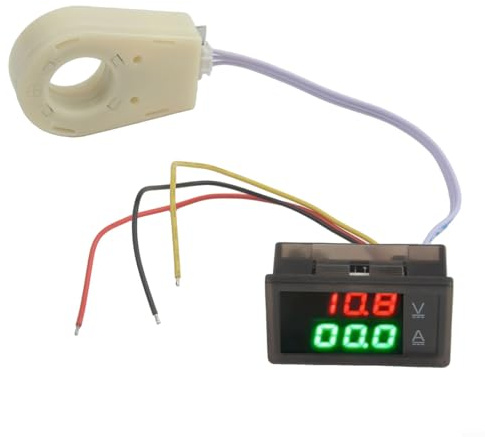 babominimer Voltmetro amperometro impermeabile con effetto Hall DC 0-300 V 50 A-400 A, doppio display digitale, misuratore di tensione di corrente con sensore per test elettrici (100 A)