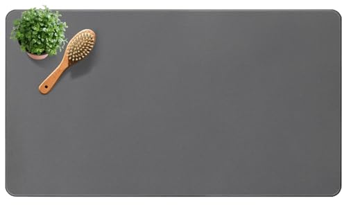 Yinoos Large Diatomite Stone Bath Mat, Premium Non-Slip Natural Diatomaceous Earth Bathtub Quick Drying Mats for Bathroom Floor (30 x 17 Dark Gray)