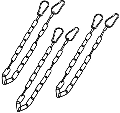 Black Chain, Heavy Duty Gate Chain, 3 Pack 50CM Two-End Hook Chains, Metal Chains for Gate Locks, Secure and Durable