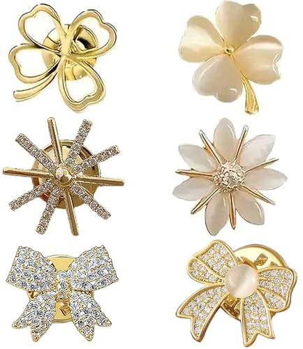 SSyang 6 Pièces Broche Bowknot Broche Perle Bowknot Artificielle, Vintage pour Femmes de fixation de vêtements,pour la Fixation de Pull,Châles et Robes,Cadeaux pour Les Filles(Doré)