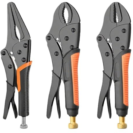 1pc 7/9/10 Multi-Function Locking Pliers Round/Straight Mooth Pipe Wrench Universal Pressure Pliers Strong Clamp Tool Hand Tools(GY 10 in Straight)