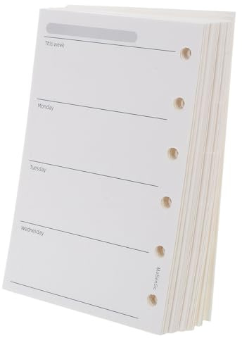 Hemobllo Ricarica Agenda Settimanale A7 a Righe 200 Fogli 120 G/m² per Raccoglitori ad Anelli, Inserti Planner Tascabile per Ufficio e Organizzazione Personale