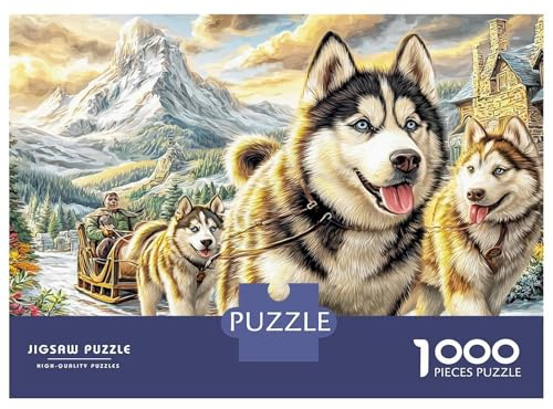 Border Collies Puzzle Dog 1000 Pièces Carton pour Seniors Facile À Assembler Détente À Domicile Éducatif avec Poster Haute Qualité Réduit 52x38cm/1000pcs