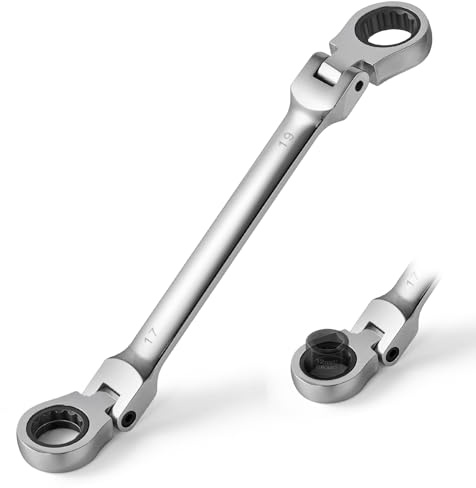 wanlvkang Nano Socket Wrench, Nano Ratchet Wrench with Flex-Head 19mm Double-End for Ultra-Short Impact Socket Interface, Low-Profile Access Tool for Confined Spaces, Automotive & Mechanical Repair