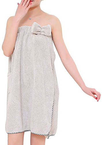 Saunakilt Damen Frauen Bademantel mit Gummizug und Klettverschluss Atmungsaktiv Pyjama weich Baumwolle Nachtwäsche saugfähig flauschig Morgenmantel für Bad Schlafen Sleepwear ohne Duschhaube