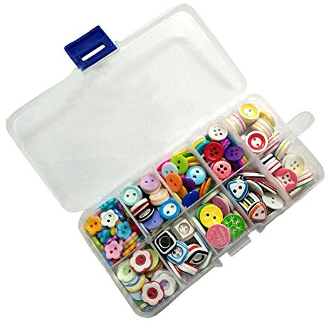 Harz Knopf,Handwerk Knöpfe 285 pieces Gemischte Farbe und Gestalten Knopf mit Aufbewahrungsbox für DIY Nähen Handwerk
