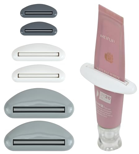 EIKS 6 Sets Tube Squeezer Clip for Toothpaste, Hand Cream, Paint Tube, Cosmetics, Easy Press & Reduces Waste