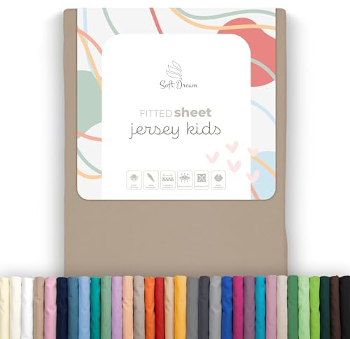 Soft Dream Spannbettlaken 80x180 cm Baumwolle Jersey | Beige | Steghöhe 20 cm | 150 g/m² | gekämmte Baumwolle | OEKO-TEX Standard 100
