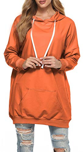 Famulily Cozy Oversized Sweatshirts for Women Comfy Hoodies Pullover Sweater Orange X-Large