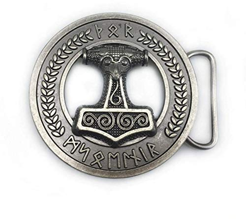Patch Nation Tors Mjolnir rund nordisk viking cosplay bältesspänne (silver)