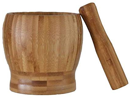 Holz Kräuter-Mörser mit Stössel Küchenhelfer Presse für Gewürmischungen