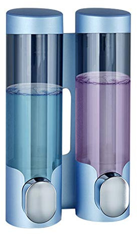 Dosificador Jabon Dispensador desinfectante de Manos, dispensador de jabón de Fregadero de Cocina, Doble Cabeza, sin perforación y sin daño a la Pared dispensador champú (Color : Blue)