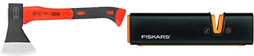 Connex Beil 600 g - Vibrationsarmer Glasfaserstiel - Kompakte Form - Gummiertes Griffende - Zur präzisen Bearbeitung von Holz & Fiskars Axt- und Messerschärfer, Keramik- Schleifkopf/Gehäuse