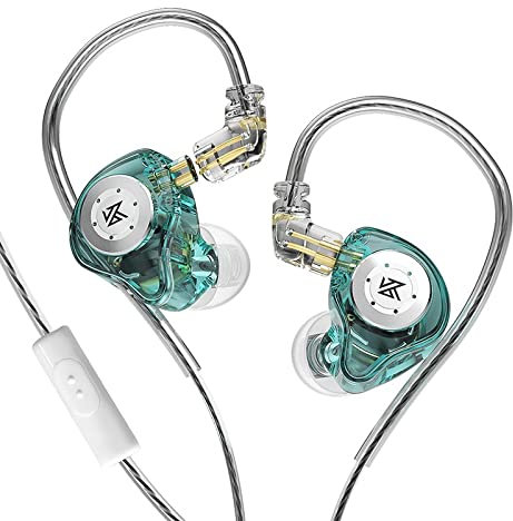 CCA KZ EDX Pro In-Ear-Monitor-Kopfhörer, kabelgebunden, IEM-Kopfhörer, Dual-DD, HiFi-Stereo-Sound, Geräuschunterdrückung, mit Mikrofon, Cyan