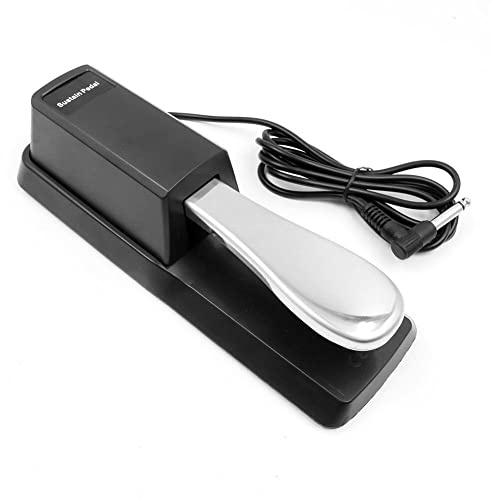 Alnicov Klaviertastatur-Sustain-Pedal, geeignet für elektronische Keyboards, Digitalpianos usw., Silber