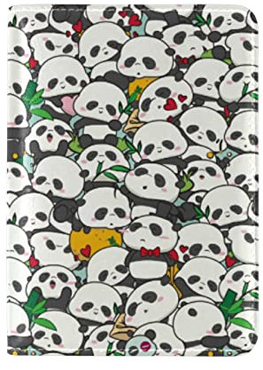 Cina Panda Carino Bambino Copertura del Titolare di un Porta Passaporto Custodia in Vera per Viaggio Pelle Uomo Donna