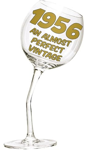 Bombo Bicchiere in Vetro Calice storto per compleanno 70 anni in lingua Inglese - 440 ml