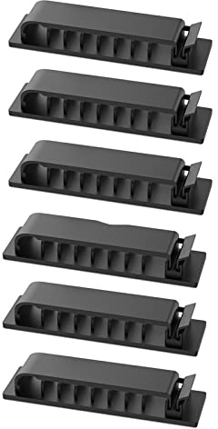Selbstklebender Kabelmanagement-Clip, Kabel-Organizer, Drahtclip, Mehrzweck-Kabel-Schreibtisch-Wandhalter, klebend, für Büro, Zuhause, Auto, Computer, TV, Multi-Kabelhalter, Draht, 6 Stück, Schwarz
