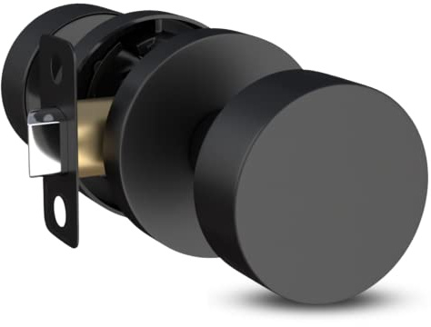 Mega Handles Buena Passage Door Knobs - 1 Pack Reversible Interior Door Knobs, Heavy Duty Matte Black Door Knob for Closet & Hallway, No Lock, Fits All Standard Door Sizes - Matte Black