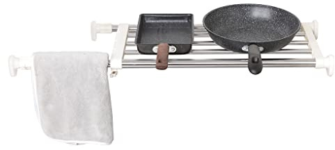 ARIIKON Erweiterbar Schrankregal, Teleskop Garderobensystem Regal, DIY Separator Regaltrenner für Kleiderschrank, küchenschrank, Garderobenschrank, Verstellbare Länge 50-80cm, Elfenbein