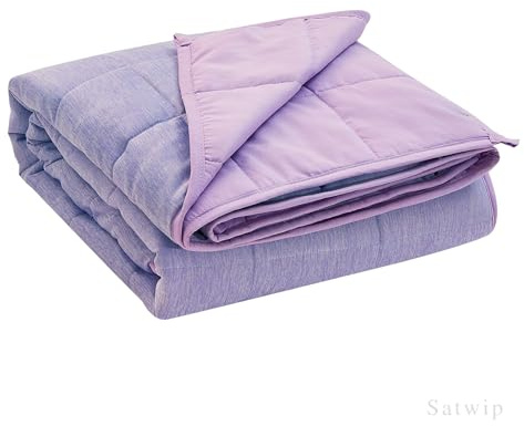 Satwip Kühlende gewichtete Decke, 6,8 kg, Cool Moire Jersey-Bettdecke, Doppelgröße für Heißschläfer mit weichem, atmungsaktivem Schleifen, 121,9 x 182,9 cm, Violett