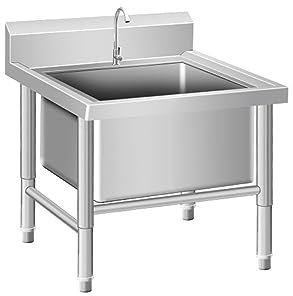 Fregadero Para Fregona De Piso Comercial,lavabo De Servicio De Fregona De Acero Inoxidable Con Lavabo Profundo,cubo Para Fregona De Bañera Para Servicios Públicos,Fregadero Para Cuarto(Size:50*50cm)